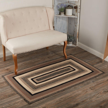 Sawyer Mill Charcoal Jute Braided Rug Rect 3'x5' with Rug Pad VHC Brands - The Fox Decor